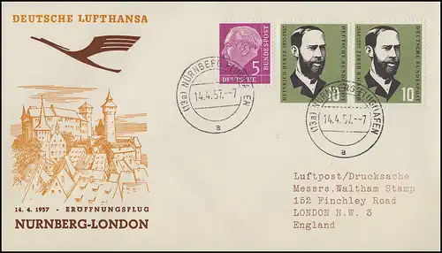 Eröffnungsflug Lufthansa Nürnberg - London, Nürnberg 14.4.1957