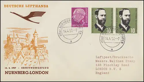 Vol d'ouverture Lufthansa Nuremberg - Londres, Nuernberg 14.4.1957