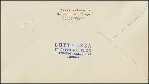 Eröffnungsflug Lufthansa Nürnberg - London, Nürnberg 14.4.1957