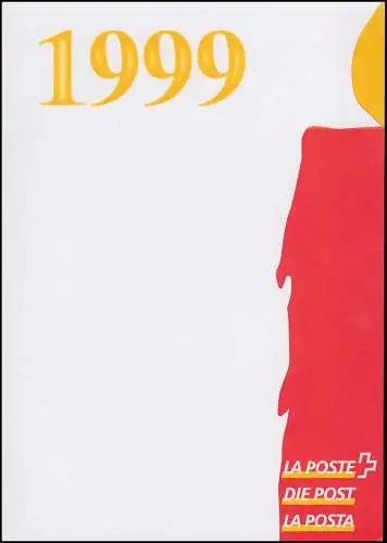 Schweiz 1671 Weihnachten 1998 im Viererblock, PTT-Grußkarte zum Jahreswechsel