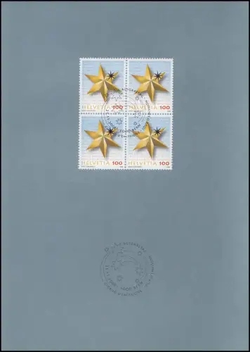2080 Noël 2008 Quadruple bloc, carte de voeux PTT pour la fin de l'année
