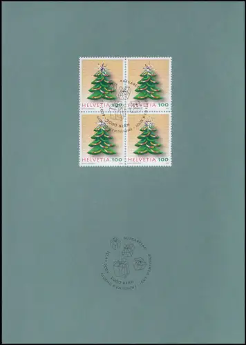 2128 Noël 2009 Quadruple bloc, carte de voeux PTT pour la fin de l'année