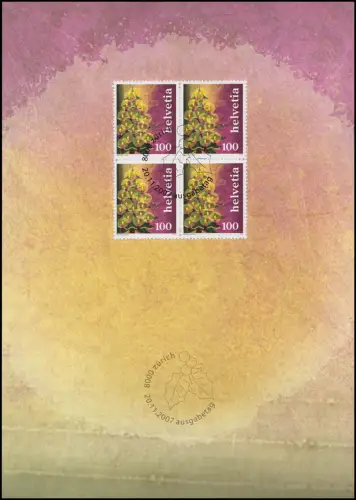 2037 Consignes de Noël 2007 Quadruple, carte de vœux PTT à la fin de l'année