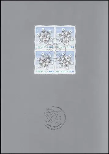 2184 Noël 2010 Quadruple bloc, carte de voeux PTT à la fin de l'année