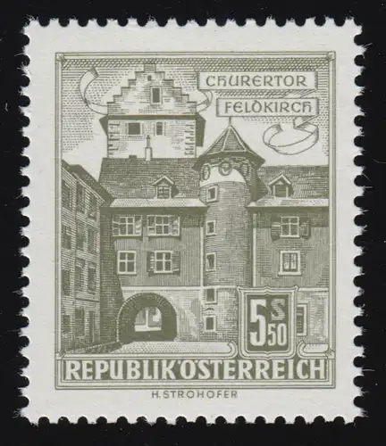 1053 Freimarke Bauwerke, Churertor / Feldkirch, 5.50 S, postfrisch, **