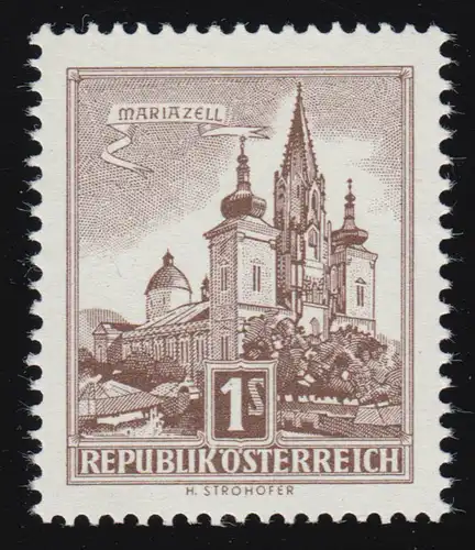 1045 Freimarke Bauwerke, Basilika von Mariazell, 1 S, postfrisch **