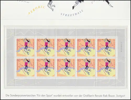 Sporthilfe 1997: 1896-1901 Kleinbogensatz Fun-Sport (4 Folder), alle **