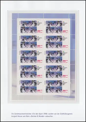 Sporthilfe 1998: 1968-1971 Kleinbogensatz (4 Folder), alle Zehnerbogen **