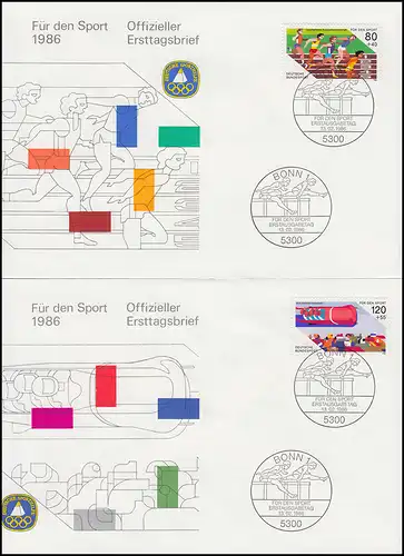 1269-1270 Athlétisme et quadraerbob 1986: FDC ESSt Bonn 12.2.86