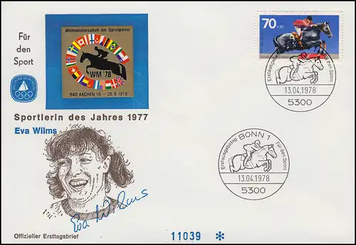 968 Sauter en 1978: FDC ESSt Bonn Reiter à cheval 13.4.78