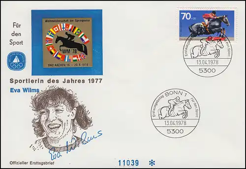 968 Springreiten 1978: Sporthilfe-FDC ESSt Bonn Reiter auf Pferd 13.4.78 