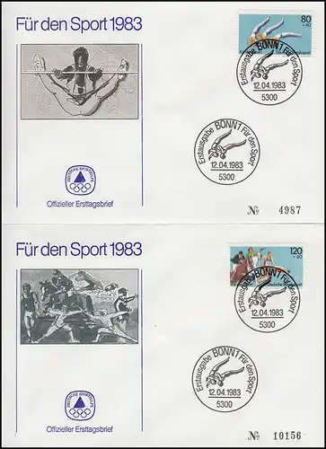 1172-1183 Fête de la gymnastique et lutte moderne à cinq ans 1983: FDC ESSt Bonn 12.4.83