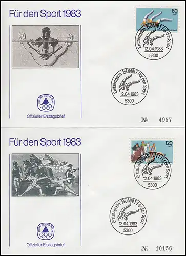 1172-1183 Turnfest und Moderner Fünfkampf 1983: Sporthilfe-FDC ESSt Bonn 12.4.83