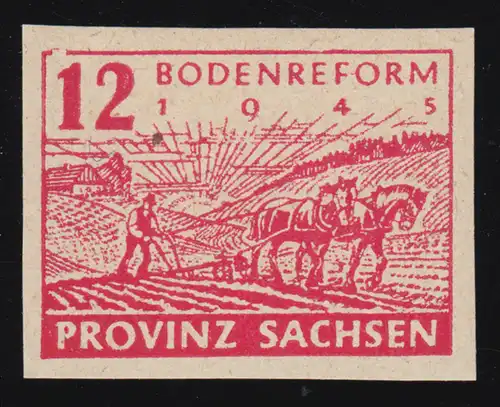 86I Bodenreform 12 Pf. mit PLF I Rahmenbruch links oben, **