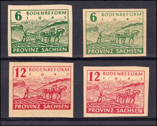 85-86 Bodenreform-Satz: Farbvarianten-Set (4 Marken), ** postfrisch