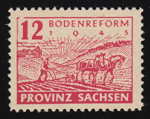 86AI Bodenreform 12 Pf. vierseitig gezähnt mit PLF I: Rahmenbruch links oben, **