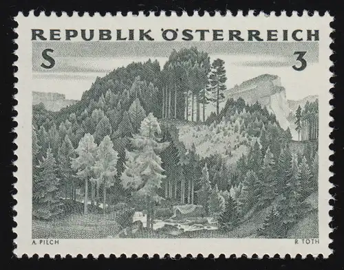 1125 Österreichischer Wald, Fichten-Lärchen-Wald, 3 S, postfrisch **