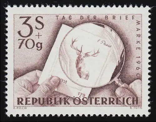 1083 Tag der Briefmarke, Hände mit Lupe, Probeabzug, 3 S + 70 g, postfrisch **