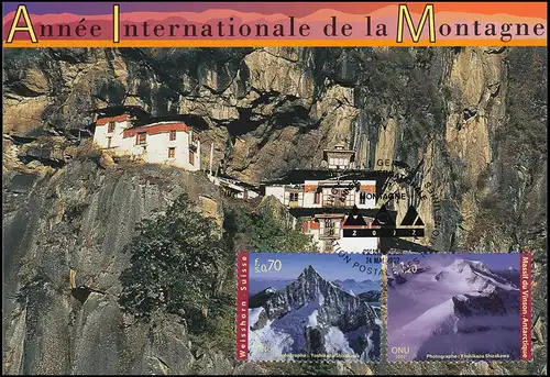 MK 76 de l'ONU Genève 440+442 Année des montagnes 2002, carte officielle maximum