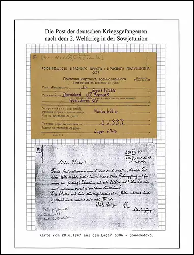 Poste de prisonniers de guerre Carte Entrepôt 306/6 Schepetowka URSS vers Brême 28.7.1947