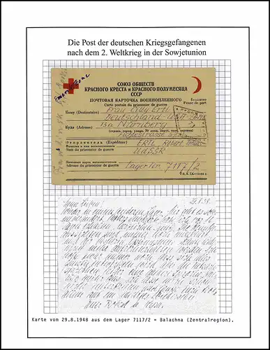 Poste de prisonniers de guerre Camp 7117/ 2 Gorki URSS vers Nuremberg, du 29.8.1948