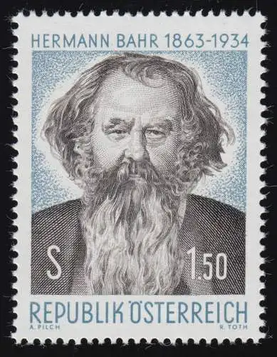 1130 100. Geburtstag, Herrmann Bahr (1863-1934) Dichter, 1.50 S, postfrisch, **