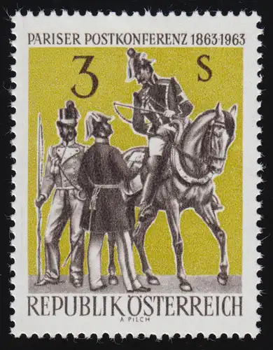 1129 anniversaire int. Conférence postale, uniforme postal 1863, 3 S, frais de port, **