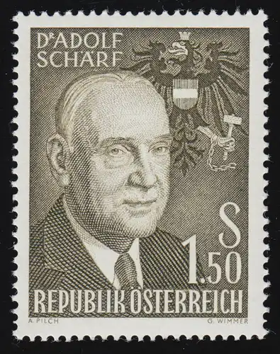 1075 70e anniversaire Schärf (1890-1965) Président fédéral, 1.50 p., frais de port **