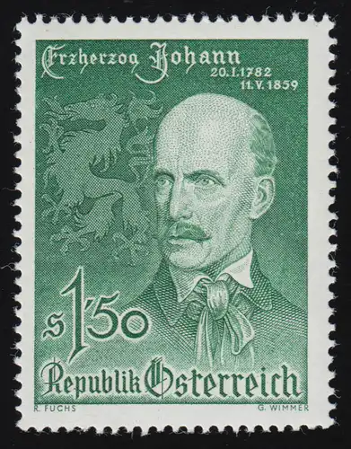 1061 100. Todestag, Erzherzog Johann von Österreich, 1.50 S postfrisch **