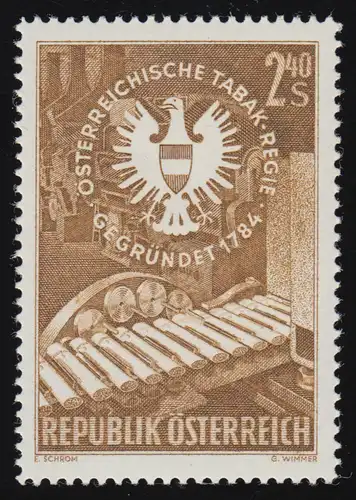 1060 öster. Tabakregie, Zigarettenpackmaschine Wappenadler, 2.40 S postfrisch **