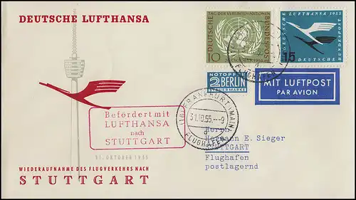 Aéroport Lufthansa Remise en état du territoire national, Francfort-sur-le-Main/ Stuttgart 31.10.1955