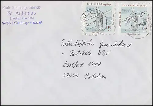 1950 Wofa Niederrheinische Bockwindmühle Bedarfsbrief MeF Brief BZ 44 - 18.5.98
