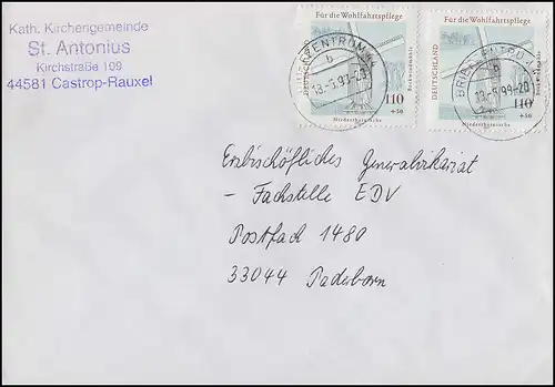 1950 Wofa Niederrheinische Bockwindmühle Lettre d'approvisionnement MeF Lettre BZ 44 - 18.5.98