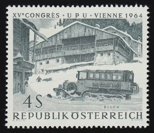 1162 Congrès mondial des postes de Vienne, Postschleft im Hochgebirge, 4 S, post-freeich **