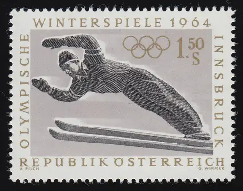 1138 Jeux olympiques d'hiver Innsbruck, ski, 1.50 S, frais de port **