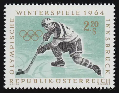 1140 Jeux olympiques d'hiver Innsbruck, hockey sur glace, 2.20 S, frais de port **