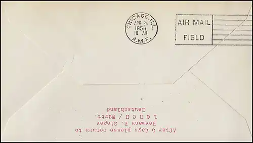 Vol d'ouverture Lufthansa LH 430 Chicago, Düsseldorf 23.4.1956 / Chicago 24.5.56