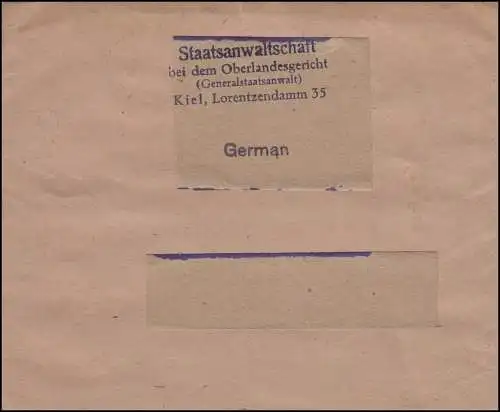 23 AM-Post MeF auf Brief Staatsanwaltschaft KIEL REICHSPOST 5.4.46 nach Berlin