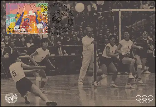 MK 42 von UNO New York 717 Volleyball 1996, amtliche Maximumkarte