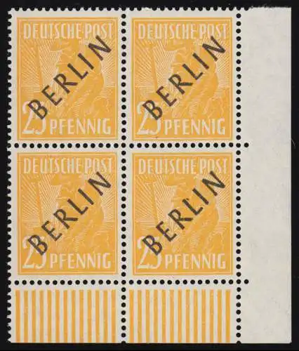 10 noir 25 Pf: ER-Quatre bloc en bas à droite avec AF I, case 100, **