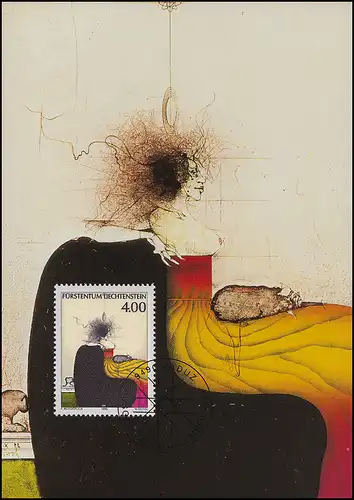 Liechtenstein 1123 Wunderlich - Dame mit Schoßhund - MK 137 ESSt VADUZ 1995