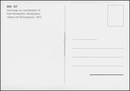 Liechtenstein 1123 Wunderlich - Dame mit Schoßhund - MK 137 ESSt VADUZ 1995