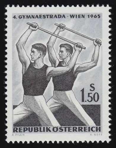 1190 Gymnaestrada, Vienne, Turner avec barre de gym, 1.50 S, frais de port **