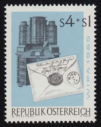 1188 Briefmarkenausstlg. WIPA 1965, Briefkouvert & Schreibschrank, 4 S + 1 S, **