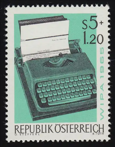 1189 Briefmarkenausstlg. WIPA 1965, Schreibmasch. & Briefbogen, 5 S + 1.20 S **