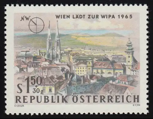 1165 WIPA 1965 Vienne, Schicht n. NW: Votivkirche + Schottenkirkirche 1.50 S + 30 g, **