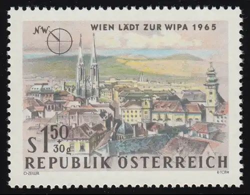 1165 WIPA 1965 Wien, Blick n. NW: Votivkirche + Schottenkirche 1.50 S + 30 g, **