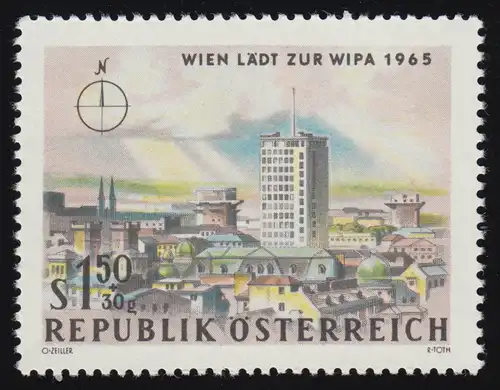 1166 WIPA 1965 Wien, Blick n. N: Ringturm u. alte Flaktürme, 1.50 S + 30 g, **