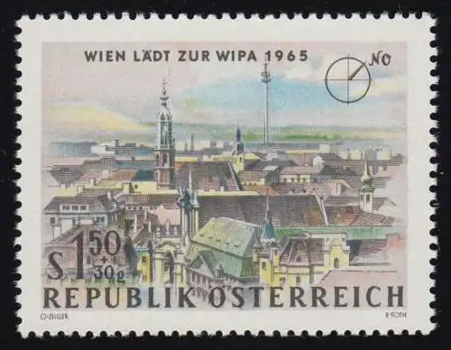 1167 WIPA 1965 Vienne, n. NO: Maria am Gestade + Tour du Danube 1.50 S + 30 g, **