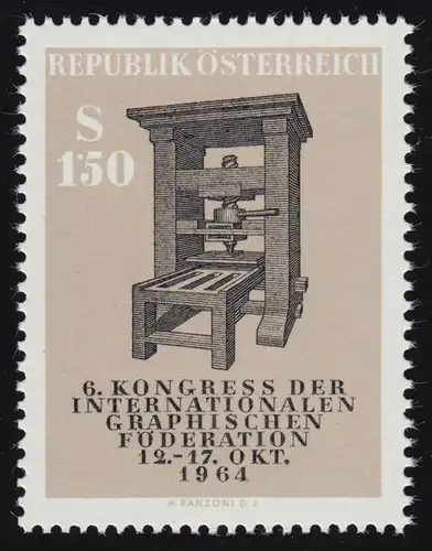1175 Congrès. int. graphique Fédération, vieille presse d'imprimerie, inscription, 1.50 p **